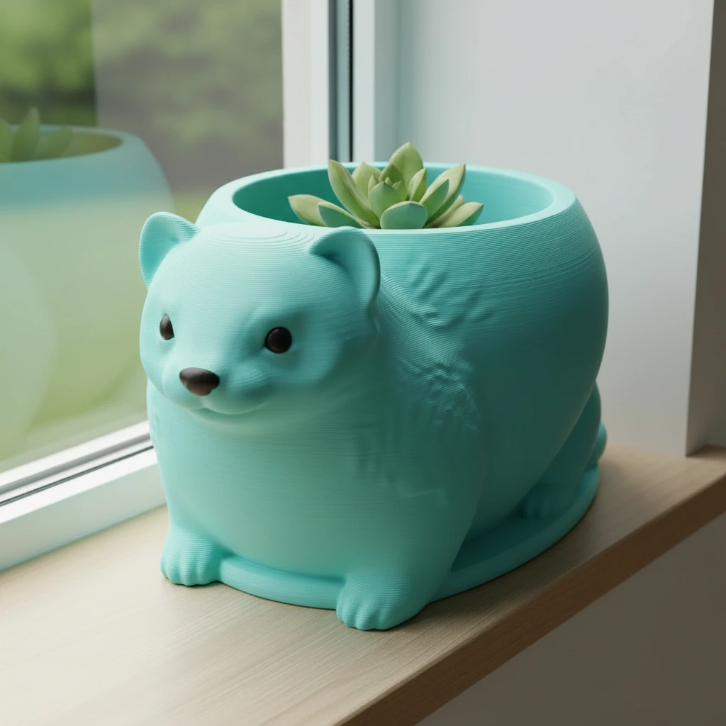 Mini Ghiveci Decorativ Animalut Tip Dihor Imprimat 3D - culoare Albastru verzui, imprimare 3D Vibecraft