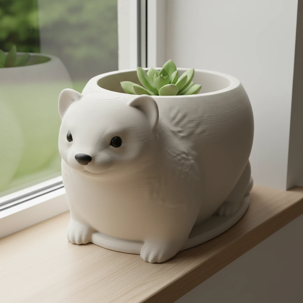 Mini Ghiveci Decorativ Animalut Tip Dihor Imprimat 3D - culoare Alb, produs imprimat 3D Vibecraft