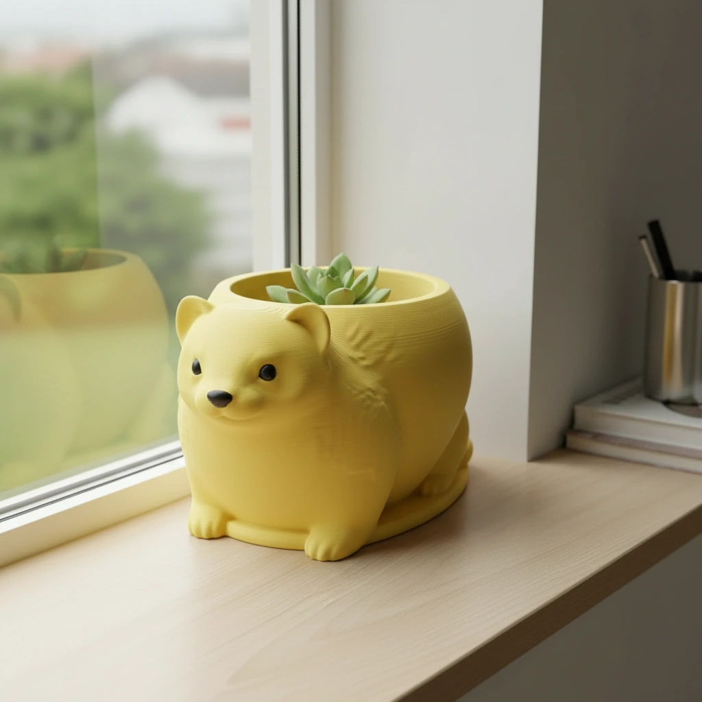 Mini Ghiveci Decorativ Animalut Tip Dihor Imprimat 3D - culoare Galben, imprimare 3D Vibecraft