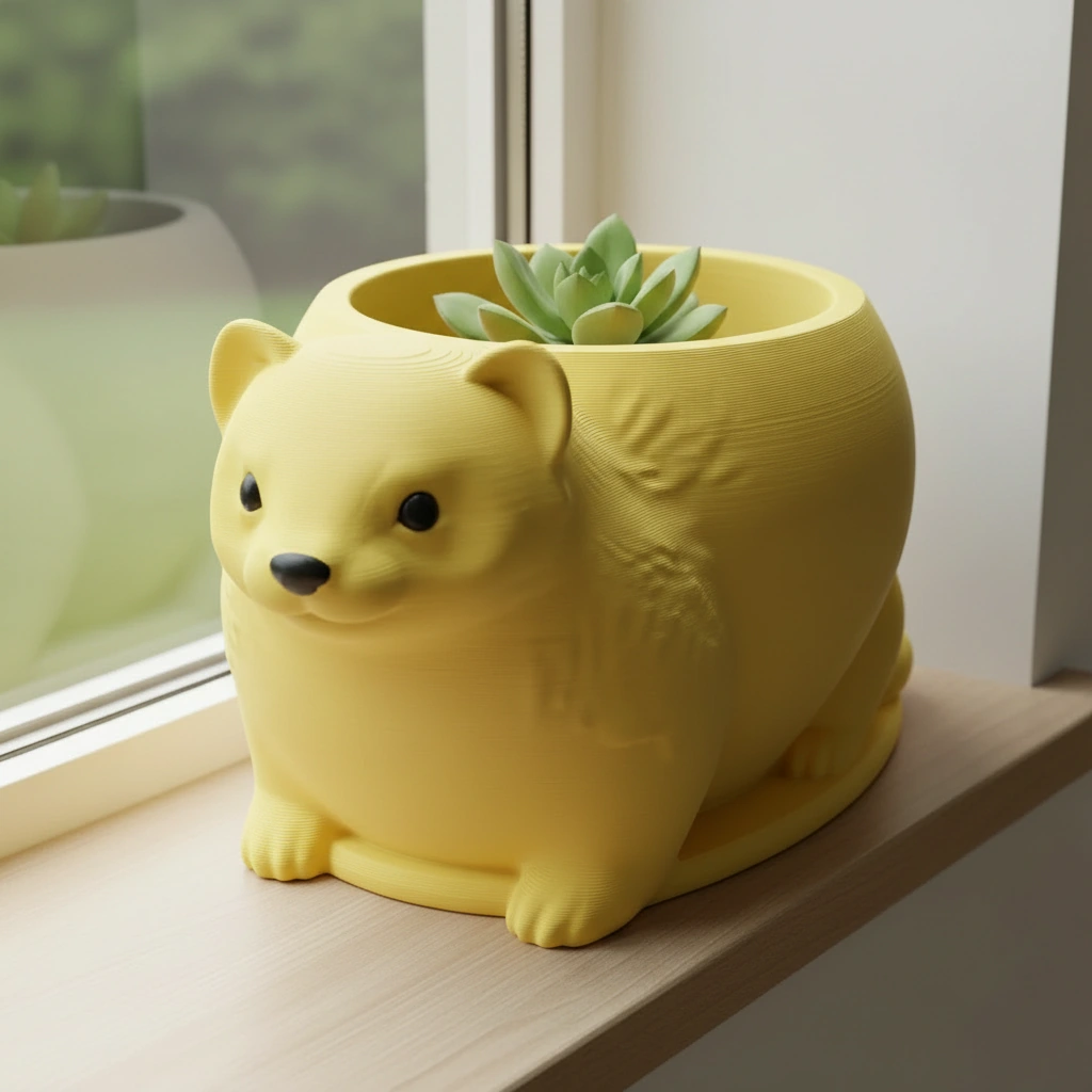 Mini Ghiveci Decorativ Animalut Tip Dihor Imprimat 3D - culoare Galben, imprimare 3D Vibecraft