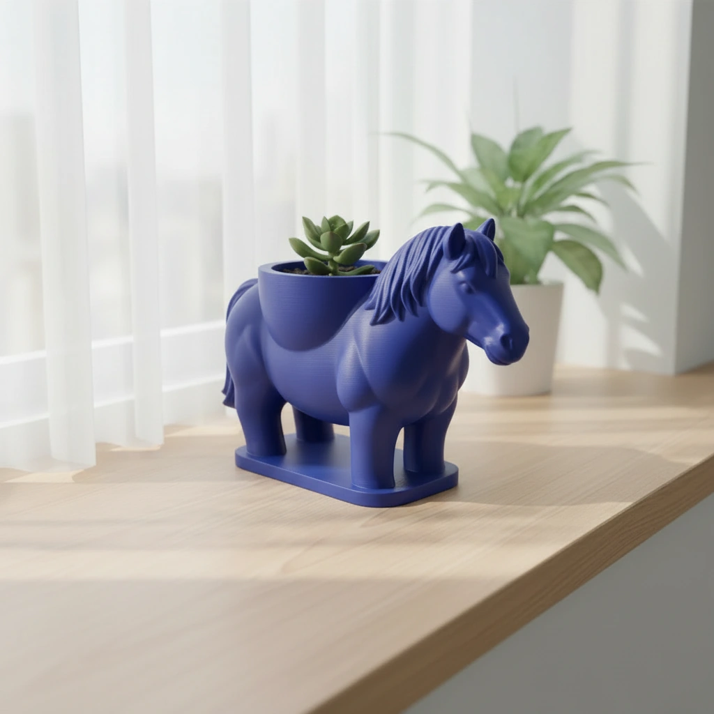 Mini Ghiveci Decorativ Cal Imprimat 3D Suport Plante Mici - culoare Albastru, imprimare 3D Vibecraft