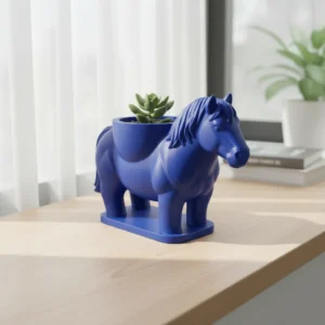 Mini Ghiveci Decorativ Cal Imprimat 3D Suport Plante Mici - culoare Albastru, imprimare 3D Vibecraft