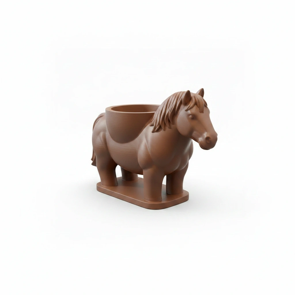 Mini Ghiveci Decorativ Cal Imprimat 3D Suport Plante Mici - culoare Maro, imprimare 3D Vibecraft