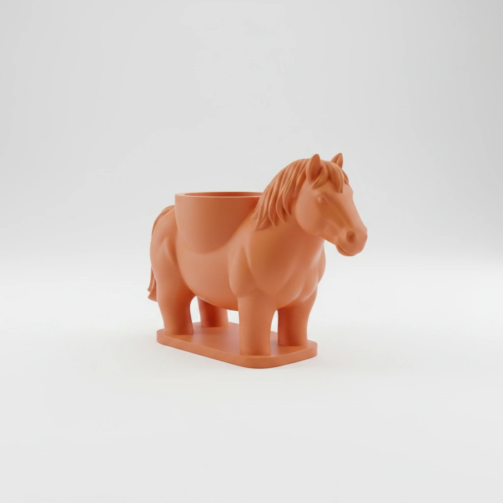 Mini Ghiveci Decorativ Cal Imprimat 3D Suport Plante Mici - Orange compozit mat, imprimare 3D Vibecraft