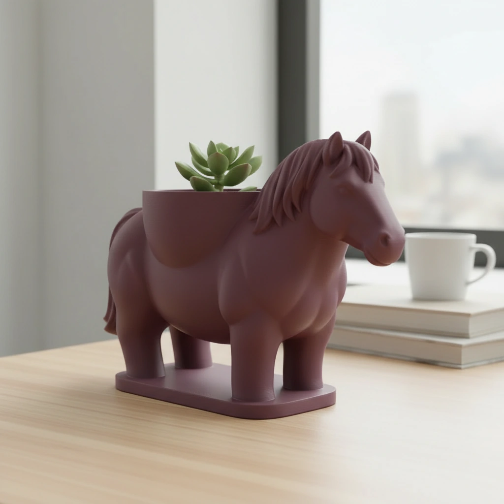 Mini Ghiveci Decorativ Cal Imprimat 3D Suport Plante Mici - Purple red compozit mat, imprimare 3D Vibecraft