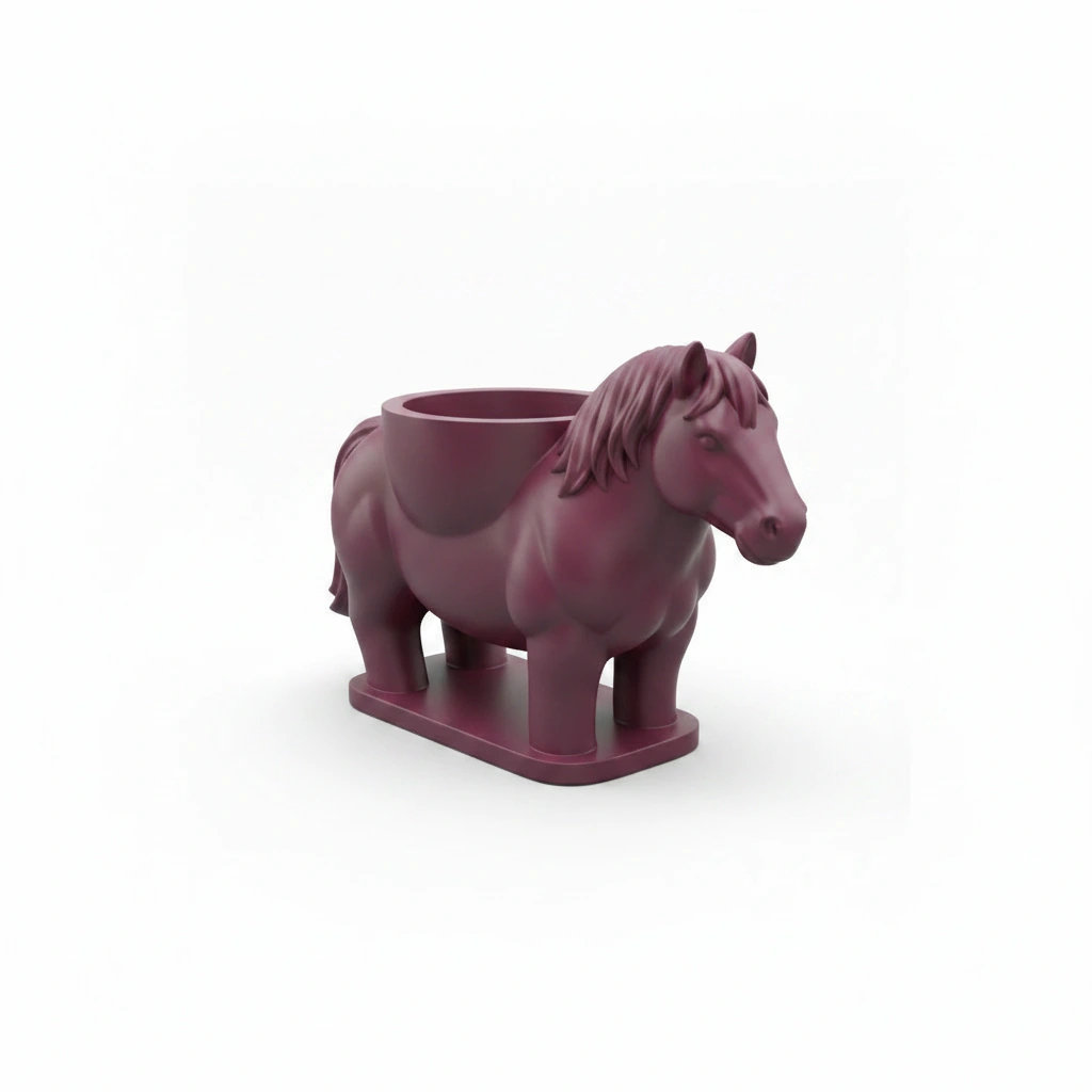 Mini Ghiveci Decorativ Cal Imprimat 3D Suport Plante Mici - Purple red compozit mat, imprimare 3D Vibecraft