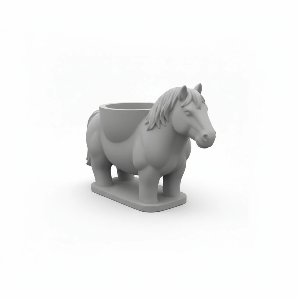 Mini Ghiveci Decorativ Cal Imprimat 3D Suport Plante Mici - culoare Gri, imprimare 3D Vibecraft