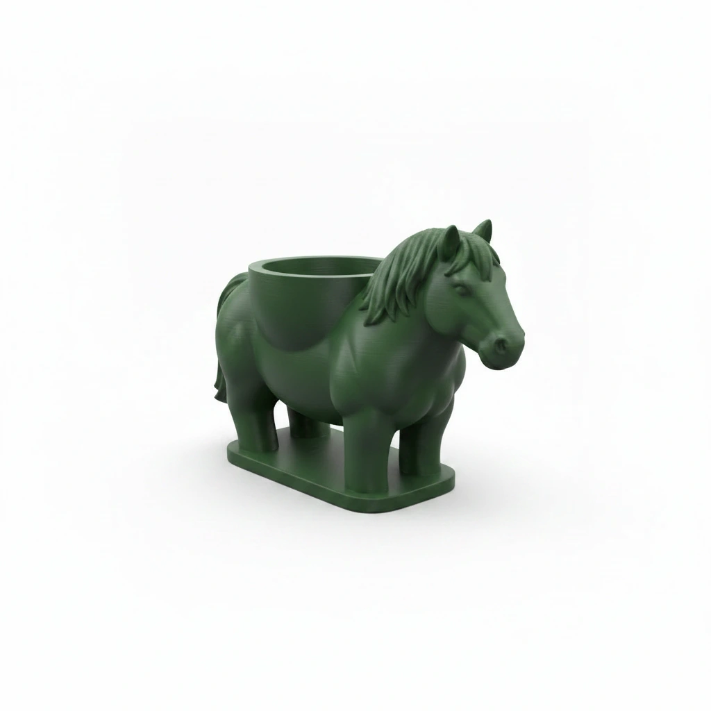 Mini Ghiveci Decorativ Cal Imprimat 3D Suport Plante Mici - culoare Verde, imprimare 3D Vibecraft