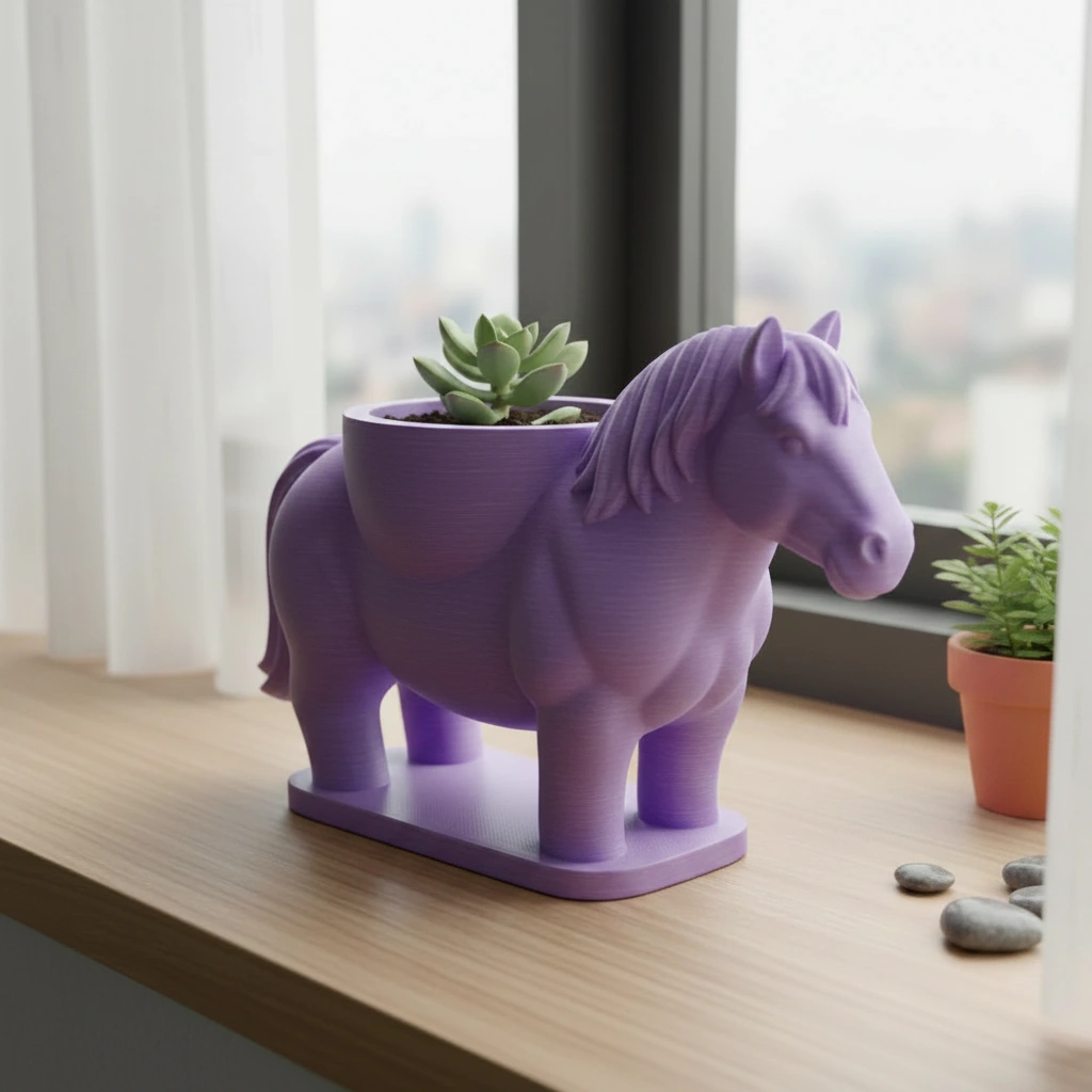 Mini Ghiveci Decorativ Cal Imprimat 3D Suport Plante Mici - culoare Mov, imprimare 3D Vibecraft