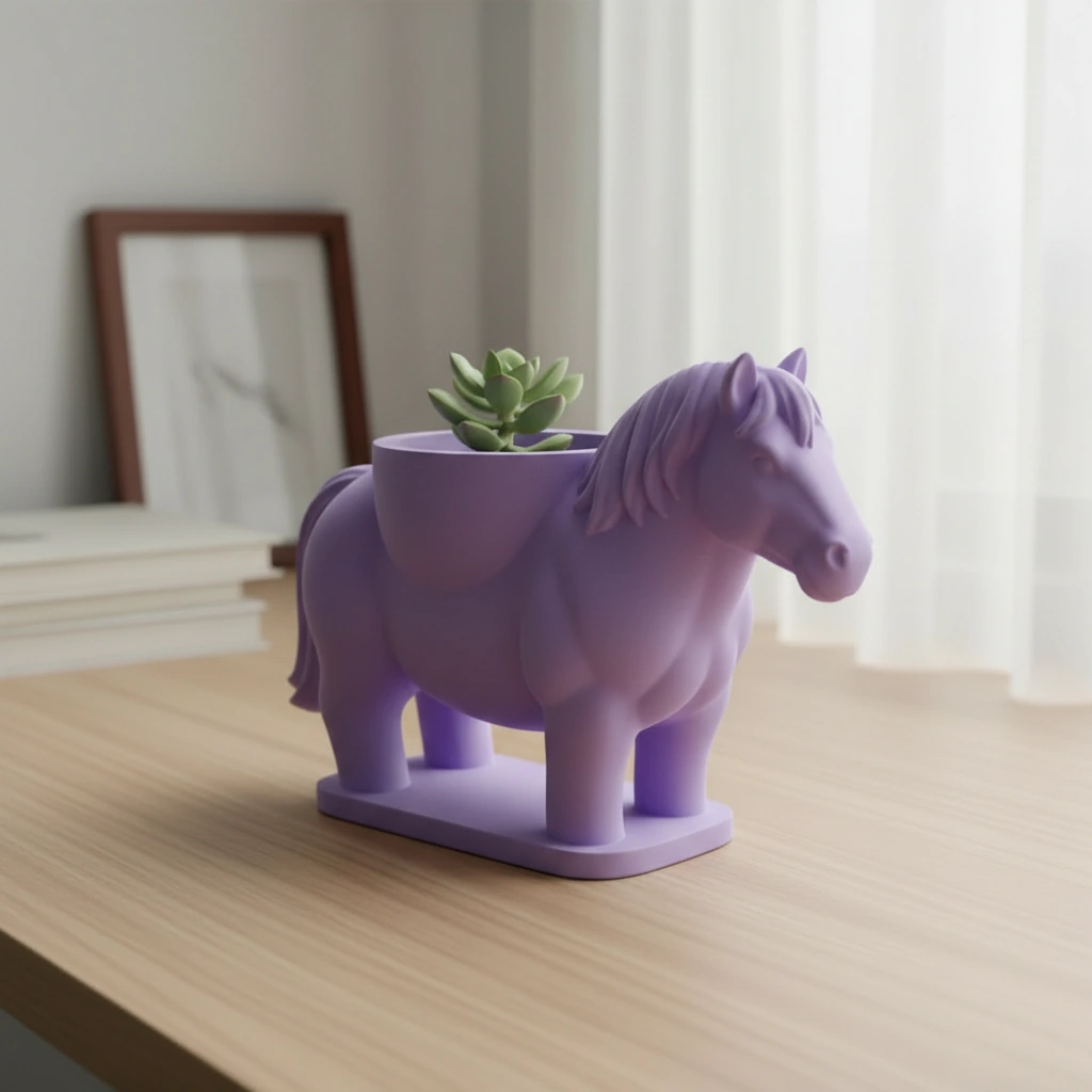 Mini Ghiveci Decorativ Cal Imprimat 3D Suport Plante Mici - culoare Mov, imprimare 3D Vibecraft