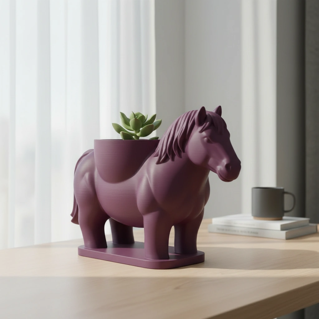 Mini Ghiveci Decorativ Cal Imprimat 3D Suport Plante Mici - culoare Roșu, imprimare 3D Vibecraft