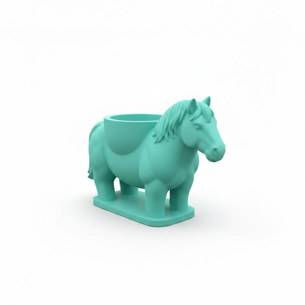 Mini Ghiveci Decorativ Cal Imprimat 3D Suport Plante Mici - culoare Albastru verzui, imprimare 3D Vibecraft
