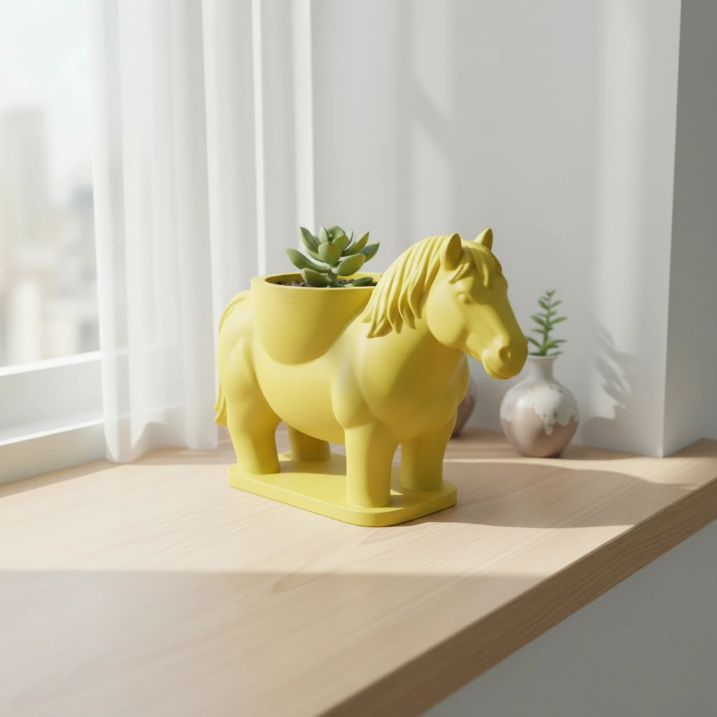 Mini Ghiveci Decorativ Cal Imprimat 3D Suport Plante Mici - culoare Galben, imprimare 3D Vibecraft