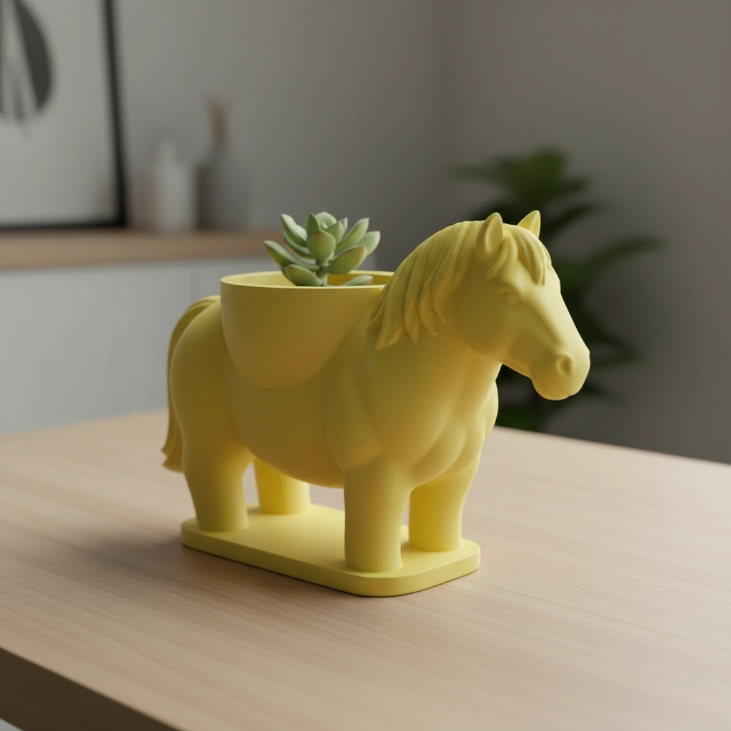 Mini Ghiveci Decorativ Cal Imprimat 3D Suport Plante Mici - culoare Galben, imprimare 3D Vibecraft