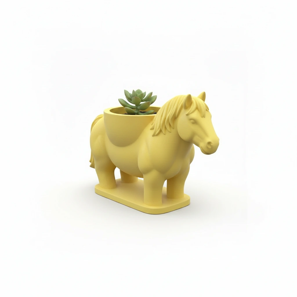 Mini Ghiveci Decorativ Cal Imprimat 3D Suport Plante Mici - culoare Galben, imprimare 3D Vibecraft