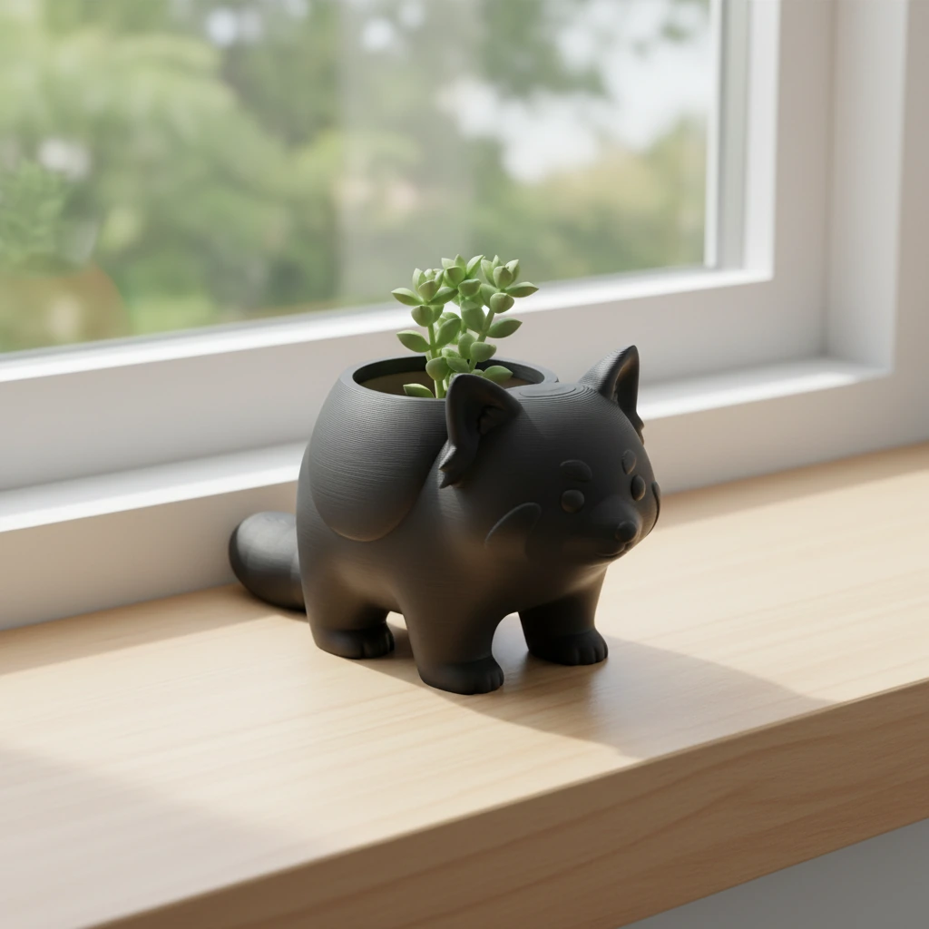 Mini Ghiveci Decorativ Model Panda Imprimat 3D - culoare Negru, produs imprimat 3D Vibecraft