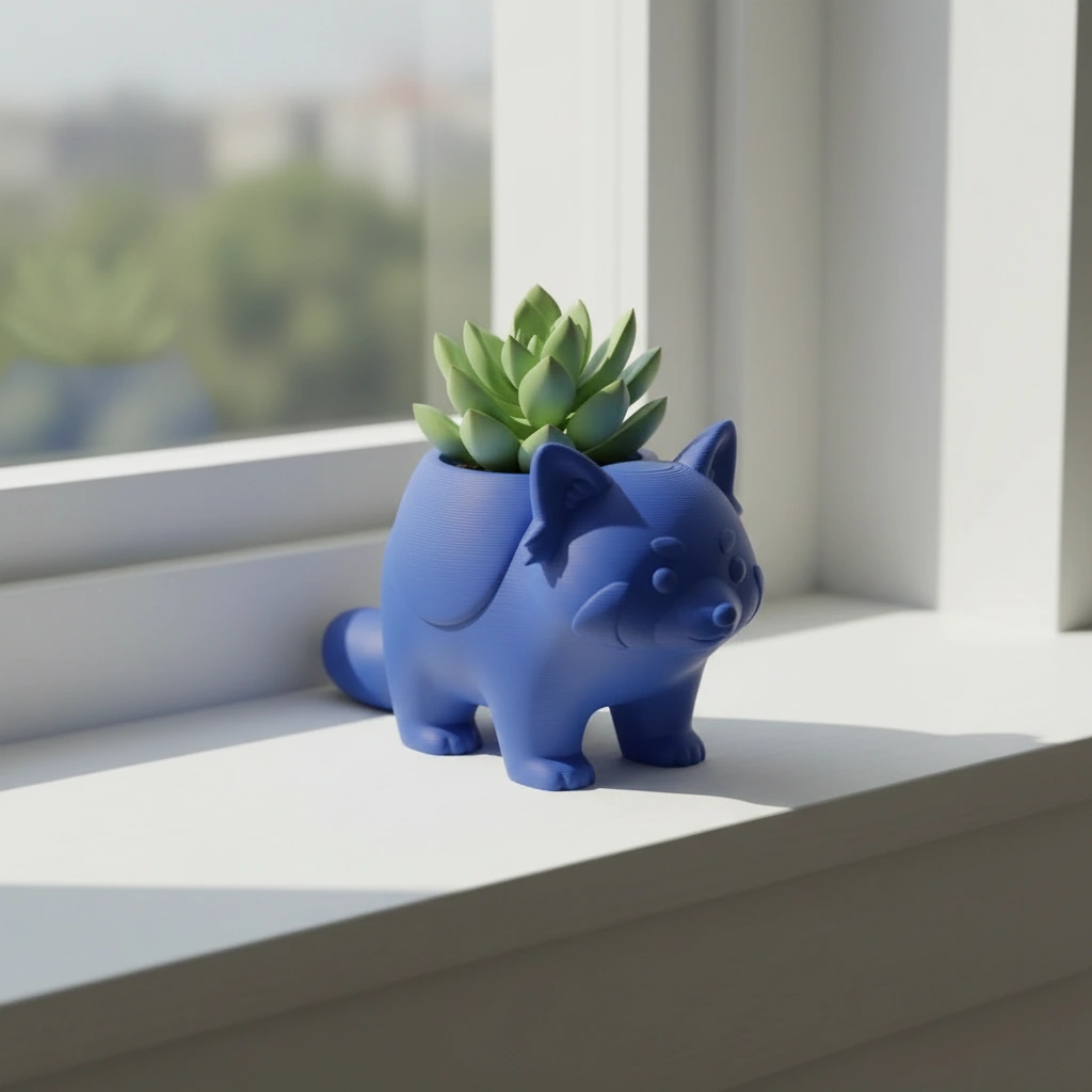Mini Ghiveci Decorativ Model Panda Imprimat 3D - culoare Albastru, imprimare 3D Vibecraft
