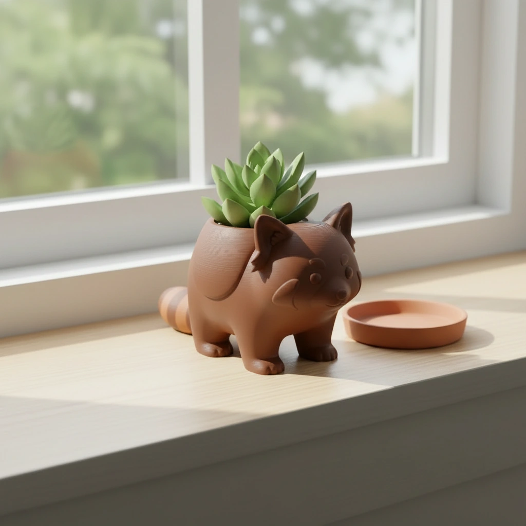 Mini Ghiveci Decorativ Model Panda Imprimat 3D - culoare Maro, imprimare 3D Vibecraft