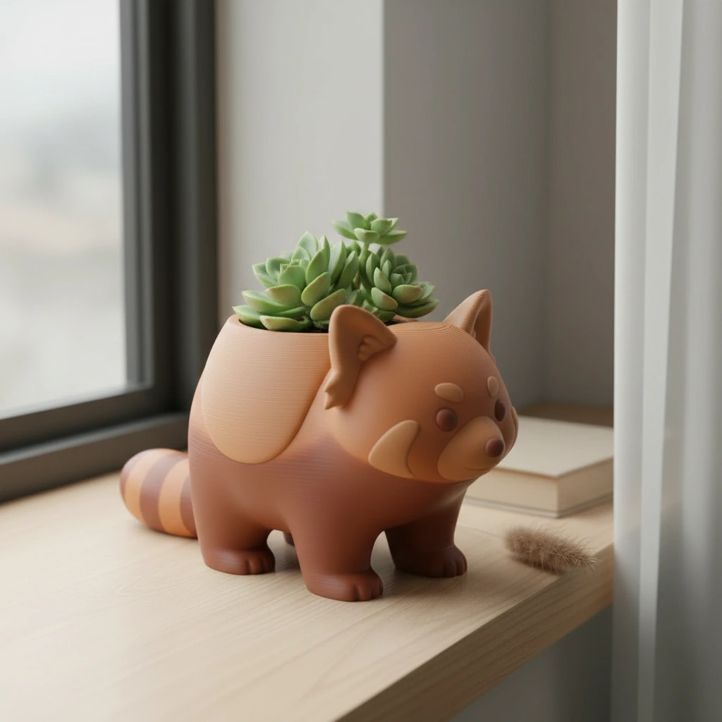 Mini Ghiveci Decorativ Model Panda Imprimat 3D - culoare Maro, imprimare 3D Vibecraft