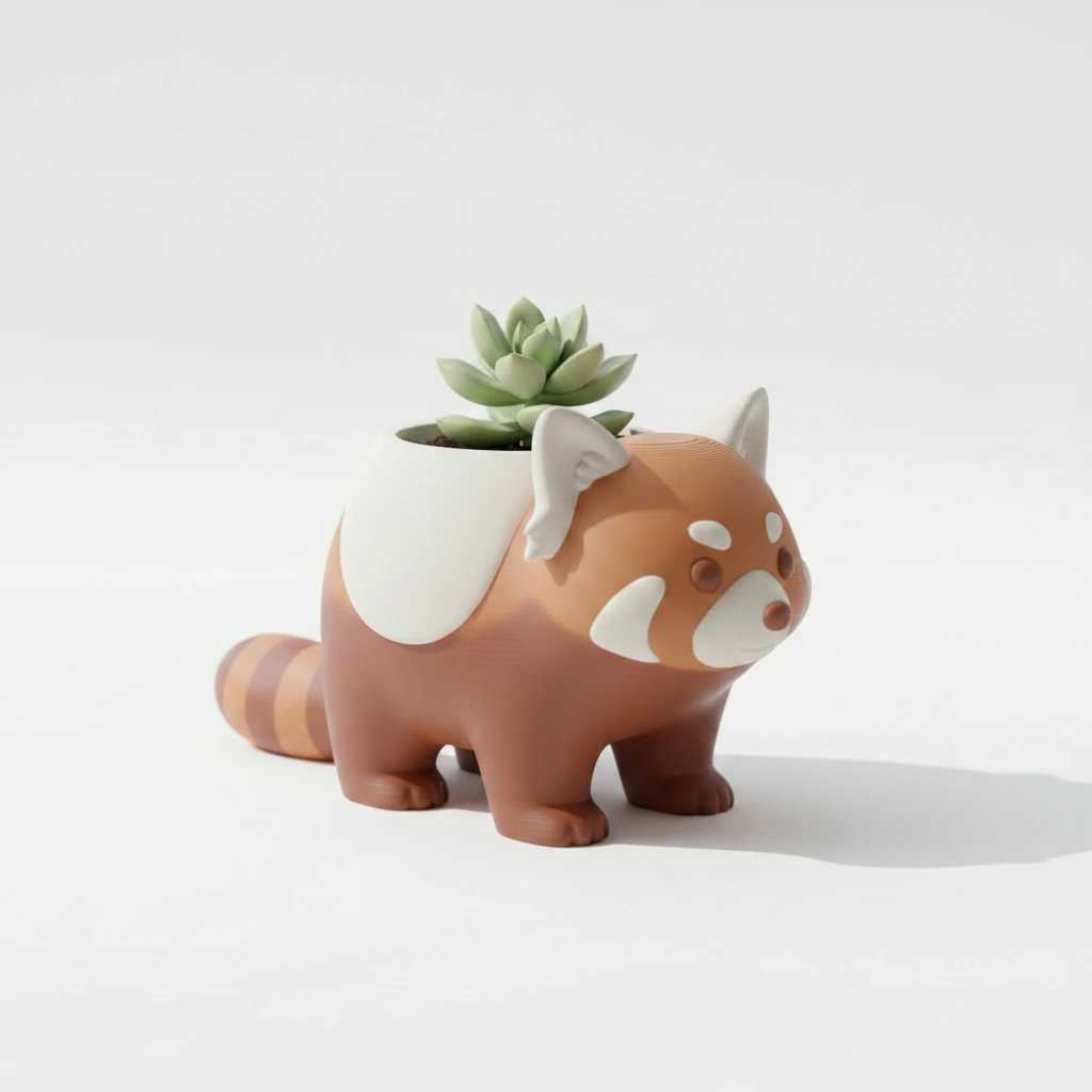 Mini Ghiveci Decorativ Model Panda Imprimat 3D - culoare Maro, imprimare 3D Vibecraft