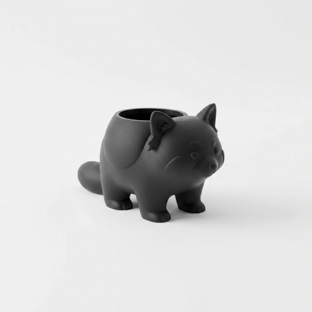 Mini Ghiveci Decorativ Model Panda Imprimat 3D - Negru compozit mat, imprimare 3D Vibecraft