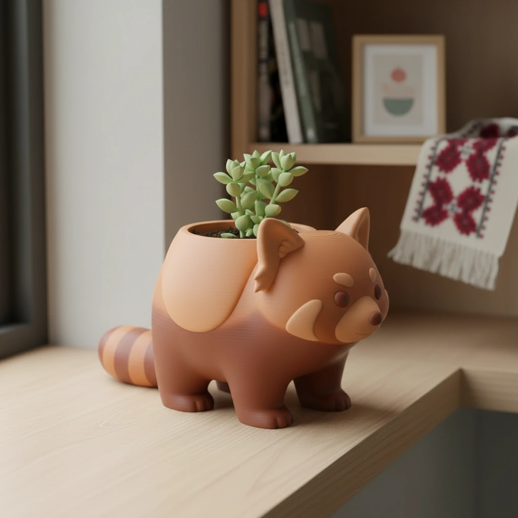 Mini Ghiveci Decorativ Model Panda Imprimat 3D - Orange compozit mat, imprimare 3D Vibecraft