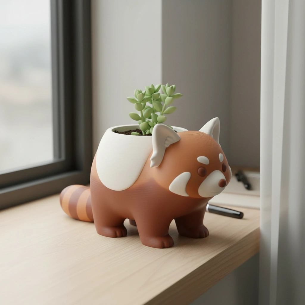 Mini Ghiveci Decorativ Model Panda Imprimat 3D - Orange compozit mat, imprimare 3D Vibecraft