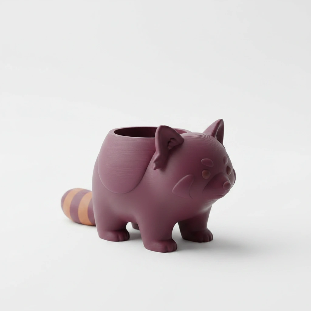 Mini Ghiveci Decorativ Model Panda Imprimat 3D - Purple red compozit mat, imprimare 3D Vibecraft
