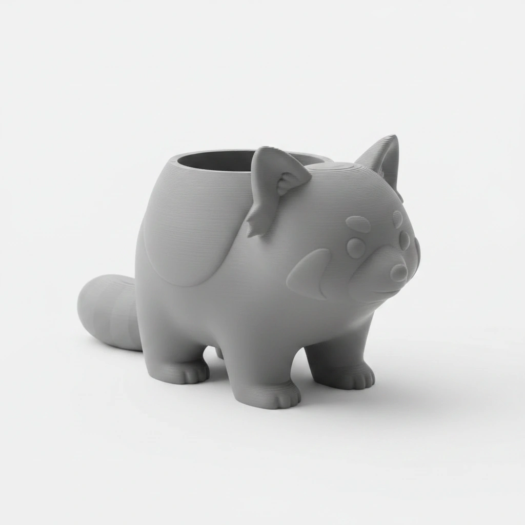 Mini Ghiveci Decorativ Model Panda Imprimat 3D - culoare Gri, imprimare 3D Vibecraft