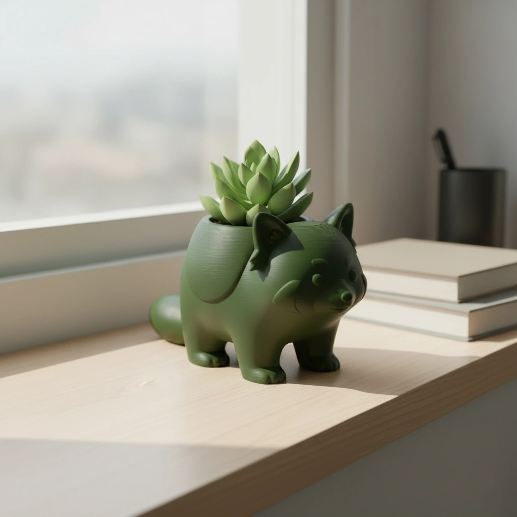 Mini Ghiveci Decorativ Model Panda Imprimat 3D - culoare Verde, imprimare 3D Vibecraft