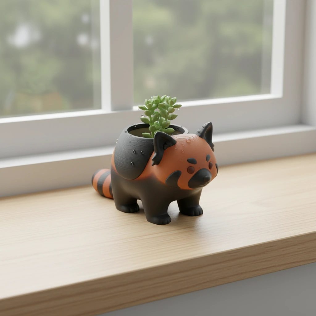 Mini Ghiveci Decorativ Model Panda Imprimat 3D - variante de culoare, produs imprimat 3D Vibecraft