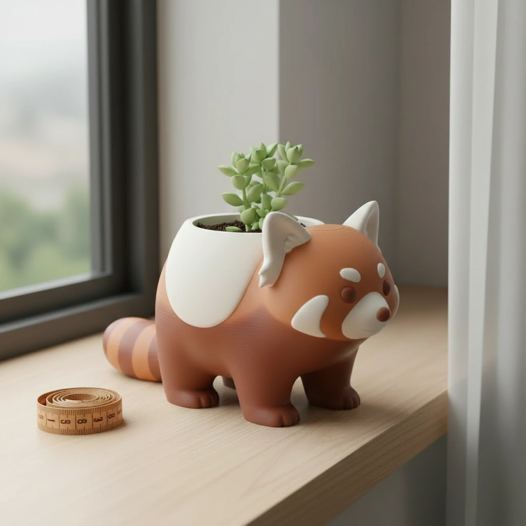 Mini Ghiveci Decorativ Model Panda Imprimat 3D - culoare Roz, imprimare 3D Vibecraft