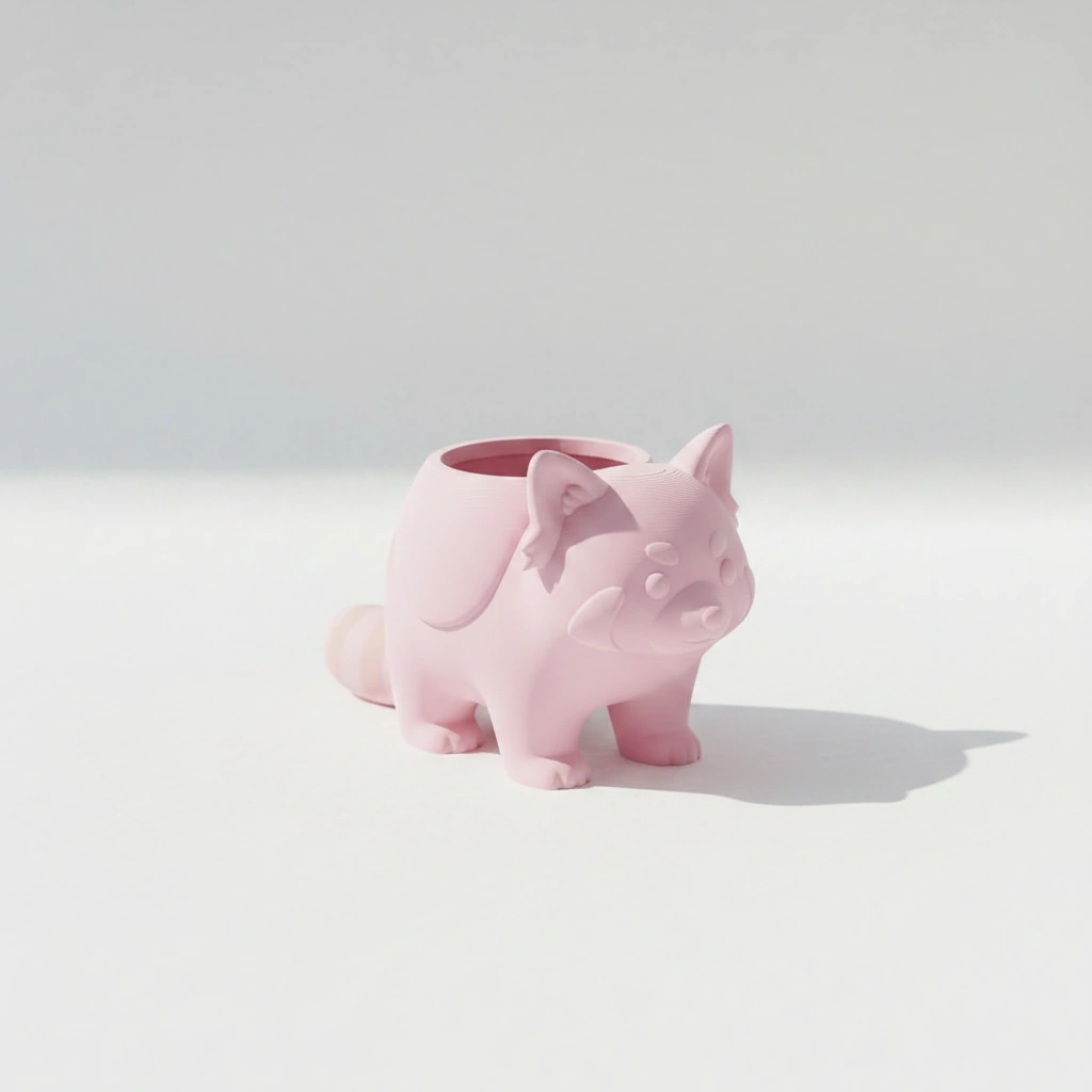Mini Ghiveci Decorativ Model Panda Imprimat 3D - culoare Roz, imprimare 3D Vibecraft