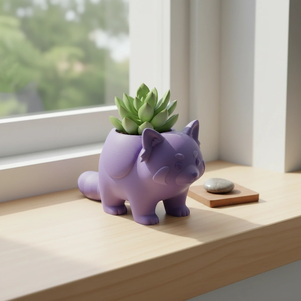 Mini Ghiveci Decorativ Model Panda Imprimat 3D - culoare Mov, imprimare 3D Vibecraft