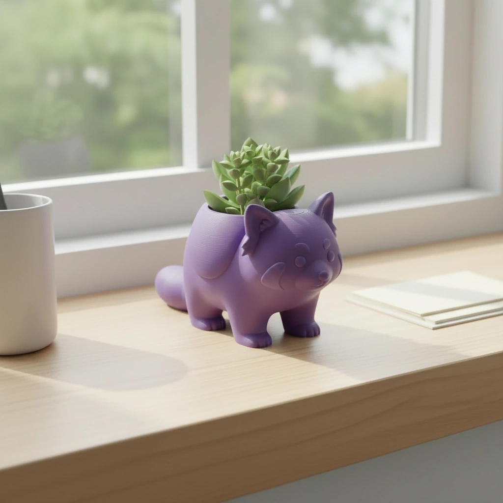 Mini Ghiveci Decorativ Model Panda Imprimat 3D - culoare Mov, imprimare 3D Vibecraft