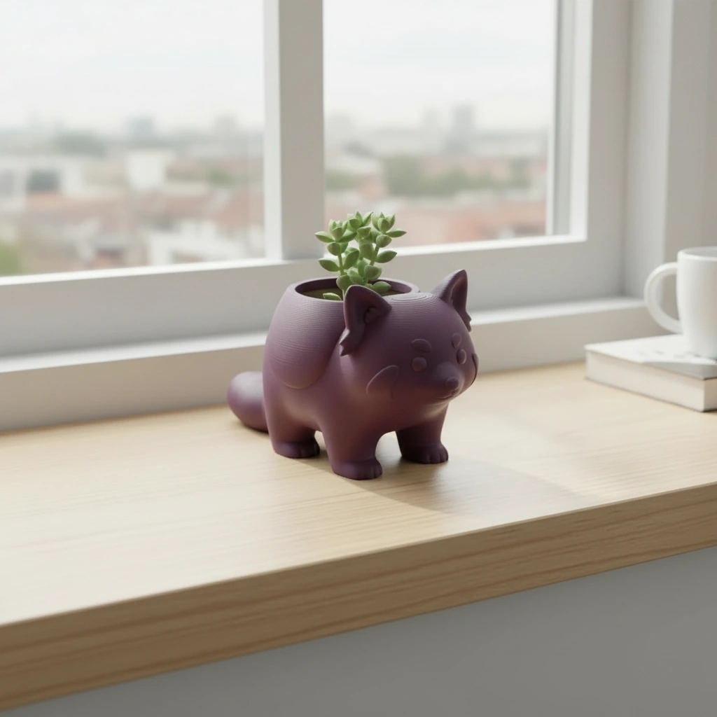 Mini Ghiveci Decorativ Model Panda Imprimat 3D - culoare Roșu, imprimare 3D Vibecraft