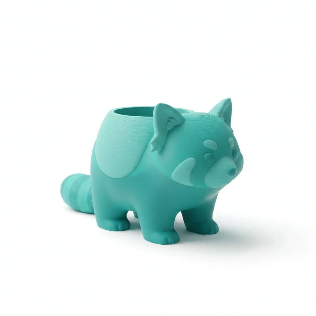 Mini Ghiveci Decorativ Model Panda Imprimat 3D - culoare Albastru verzui, imprimare 3D Vibecraft