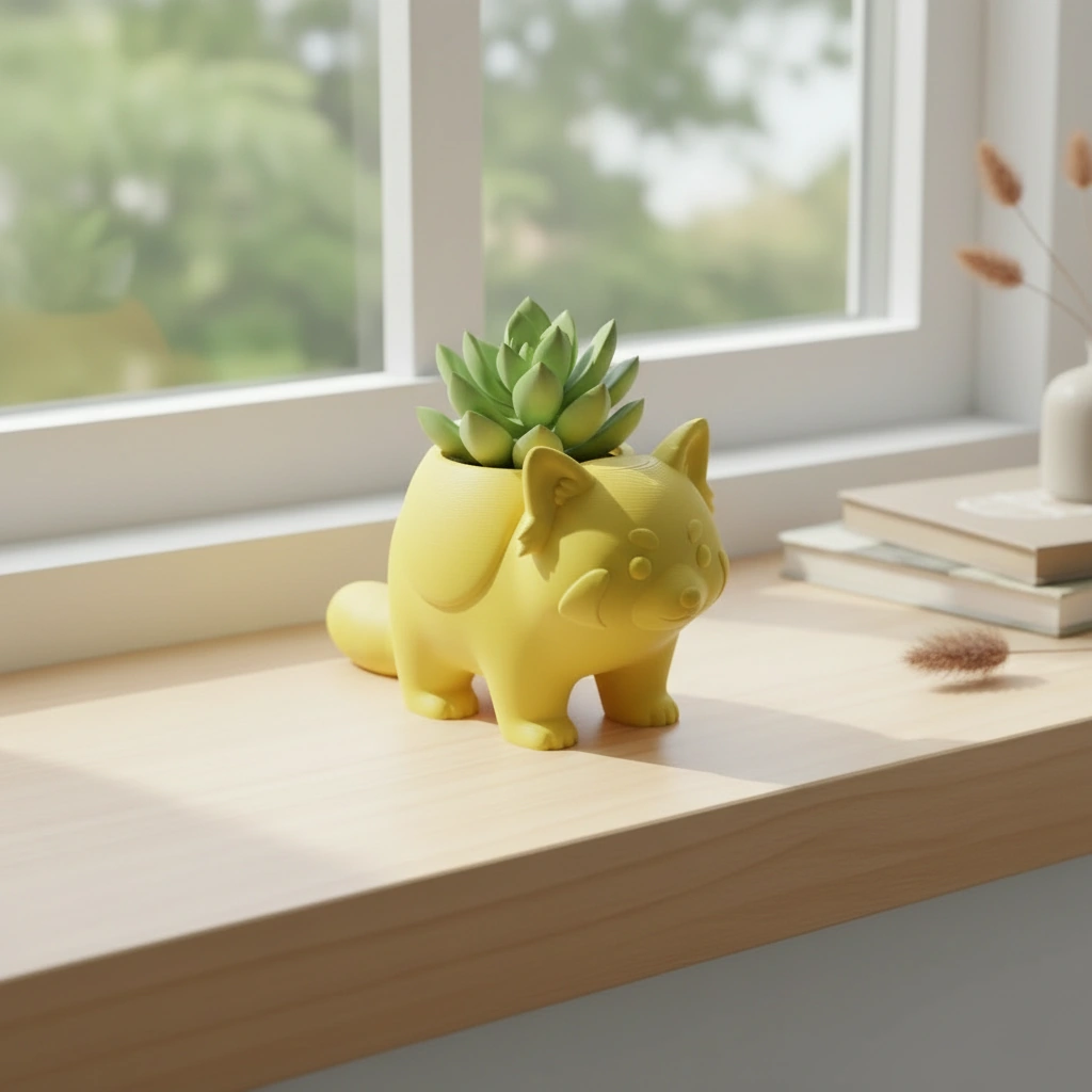 Mini Ghiveci Decorativ Model Panda Imprimat 3D - culoare Galben, imprimare 3D Vibecraft