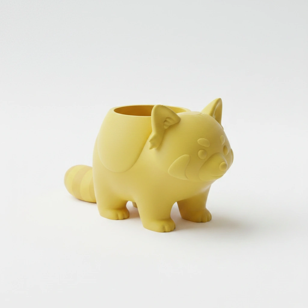 Mini Ghiveci Decorativ Model Panda Imprimat 3D - culoare Galben, imprimare 3D Vibecraft