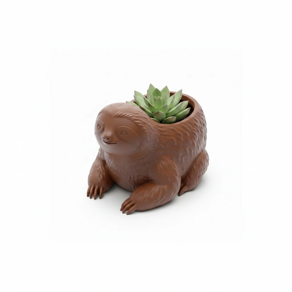 Ghiveci Decorativ Animalut Lenes pentru Plante Mici Imprimat 3D - culoare Maro, imprimare 3D Vibecraft