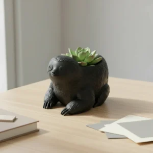 Ghiveci Decorativ Animalut Lenes pentru Plante Mici Imprimat 3D - Negru compozit mat, imprimare 3D Vibecraft