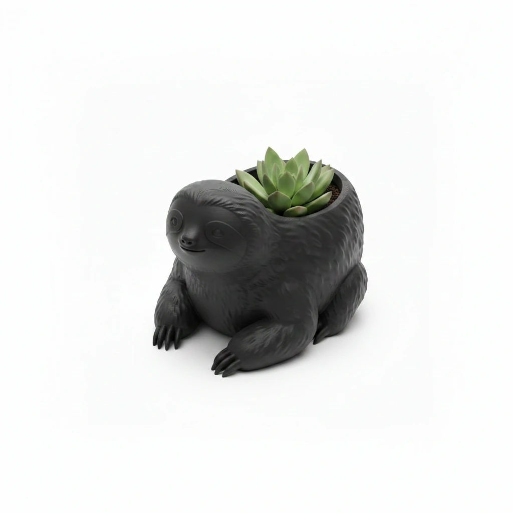 Ghiveci Decorativ Animalut Lenes pentru Plante Mici Imprimat 3D - Negru compozit mat, imprimare 3D Vibecraft