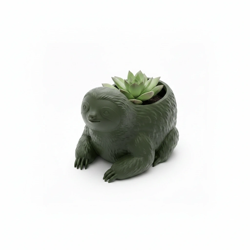 Ghiveci Decorativ Animalut Lenes pentru Plante Mici Imprimat 3D - Olive green compozit mat, imprimare 3D Vibecraft