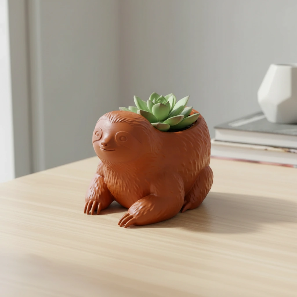 Ghiveci Decorativ Animalut Lenes pentru Plante Mici Imprimat 3D - Orange compozit mat, imprimare 3D Vibecraft