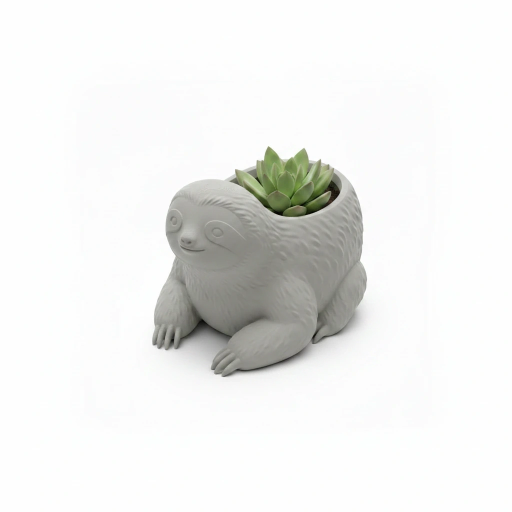 Ghiveci Decorativ Animalut Lenes pentru Plante Mici Imprimat 3D - culoare Gri, imprimare 3D Vibecraft