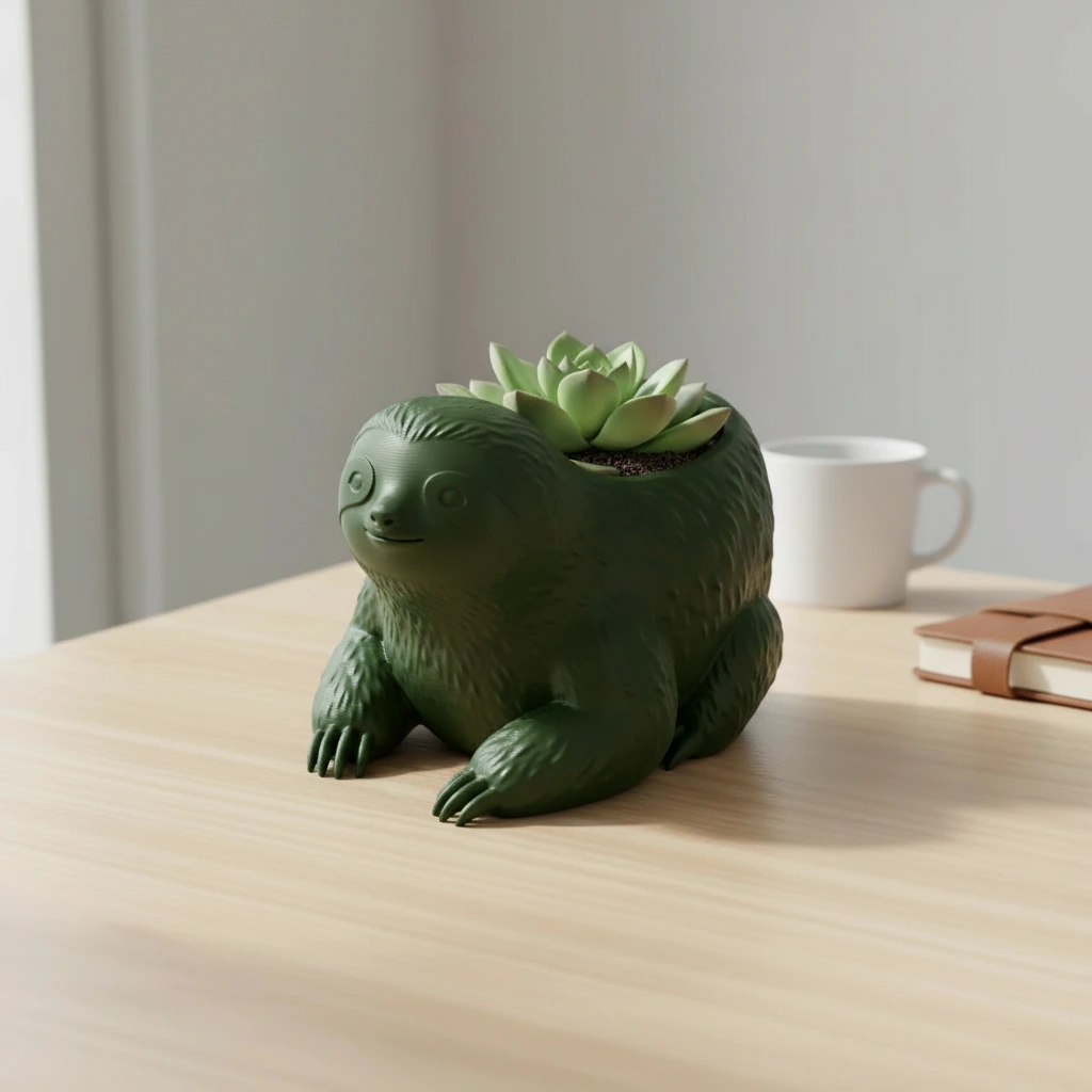 Ghiveci Decorativ Animalut Lenes pentru Plante Mici Imprimat 3D - culoare Verde, imprimare 3D Vibecraft