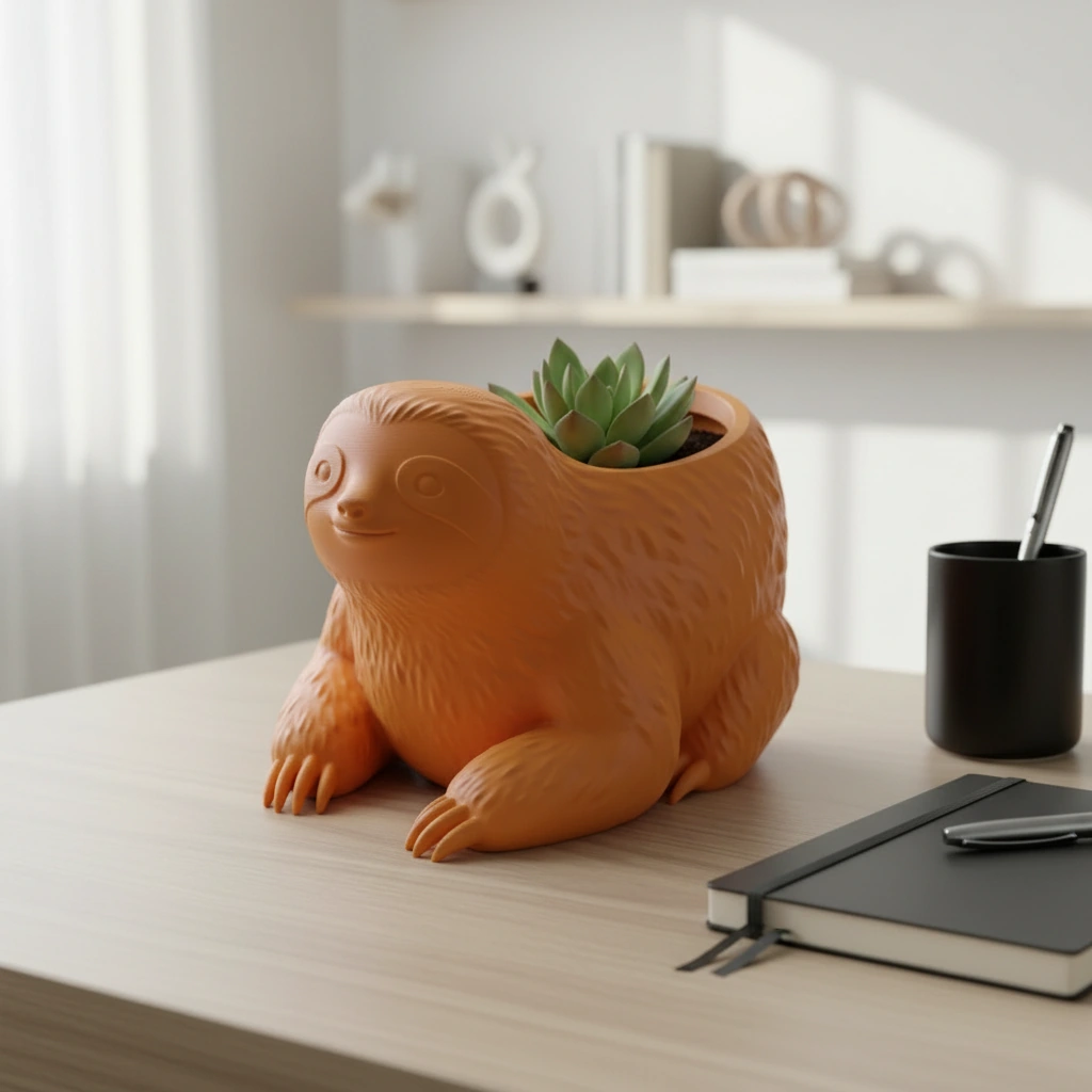Ghiveci Decorativ Animalut Lenes pentru Plante Mici Imprimat 3D - culoare Portocaliu, imprimare 3D Vibecraft