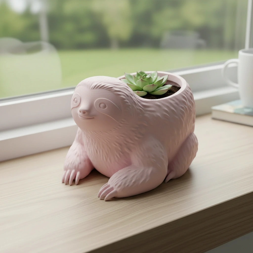 Ghiveci Decorativ Animalut Lenes pentru Plante Mici Imprimat 3D - culoare Roz, imprimare 3D Vibecraft