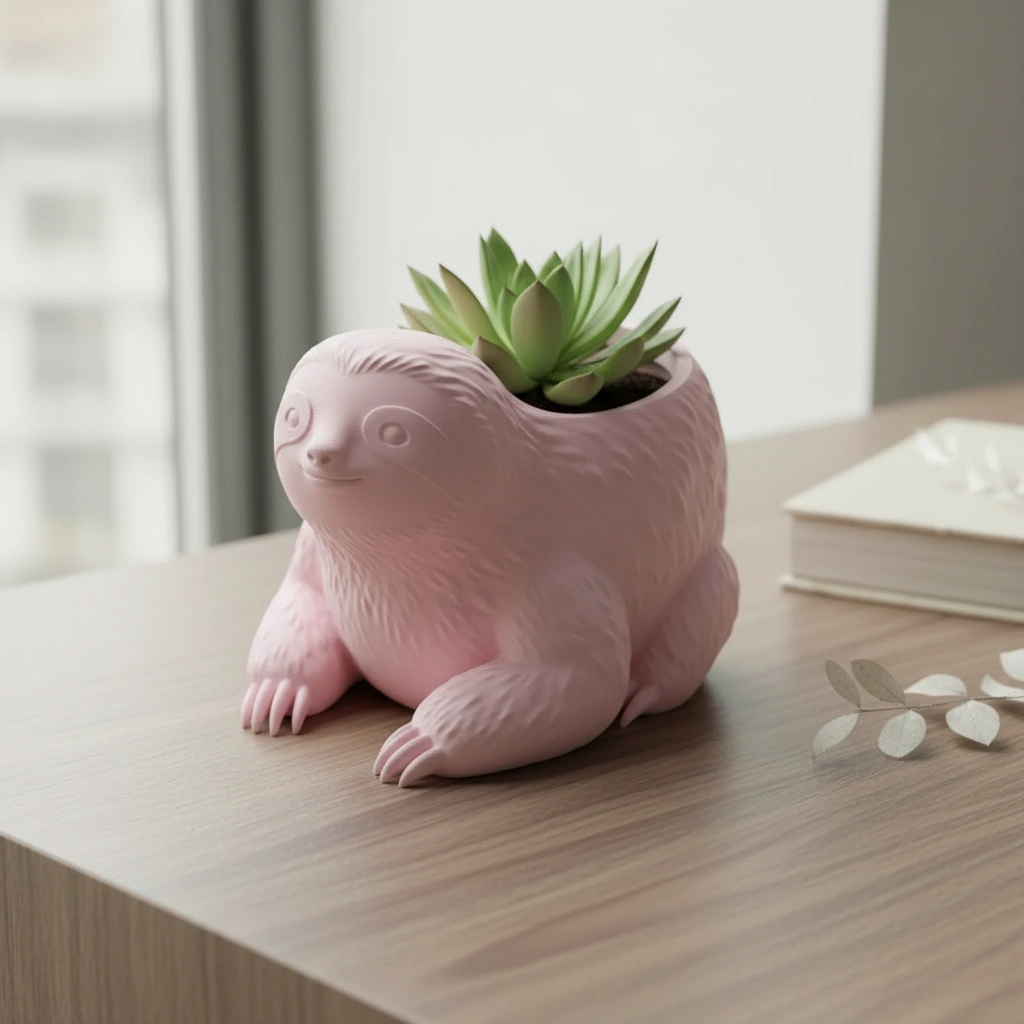 Ghiveci Decorativ Animalut Lenes pentru Plante Mici Imprimat 3D - culoare Roz, imprimare 3D Vibecraft