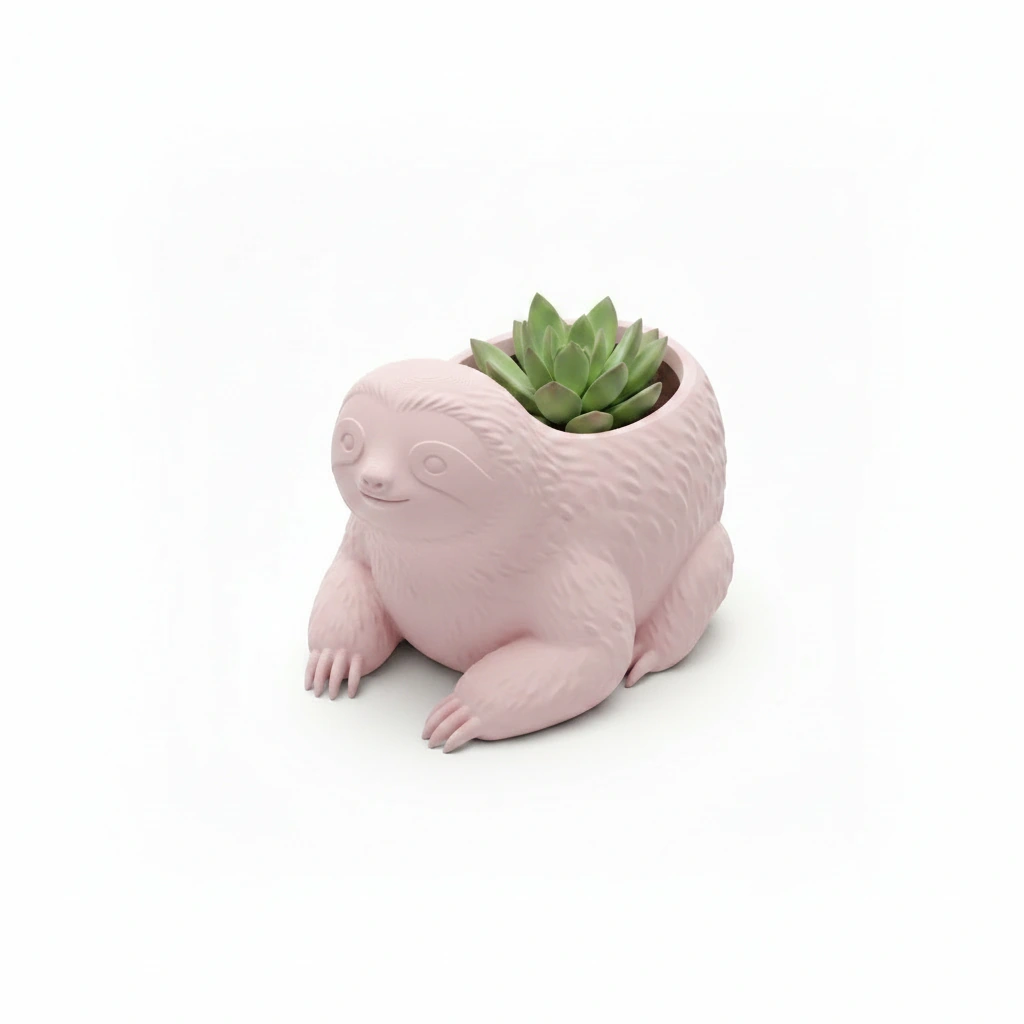 Ghiveci Decorativ Animalut Lenes pentru Plante Mici Imprimat 3D - culoare Roz, imprimare 3D Vibecraft